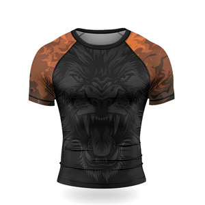 Nouveau Rashguard Anti-UV à Manches Courtes Premium 2026 pour Jiu Jitsu, MMA, Grappling, BJJ, Boxe – Vente en Gros OEM – Noir Multicolore - Product Image 2