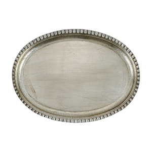 Plateau de service ovale en métal poli, élégant, pour usage résidentiel, motif uni, décoration de table à manger et centre de table - Product Image 1
