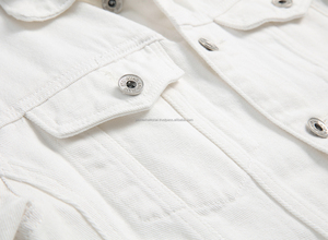 <b>Men's</b> White Casual Sports Denim <b>Jacket</b> Waterproof Vintage Customizable Polyester Sheep Finished Knitted Wholesale Jean <b>Jacket</b> - Product Image 3