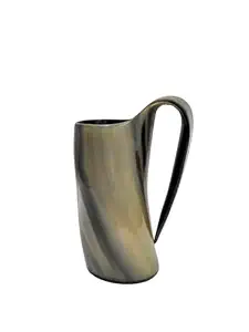Authentique Chope à Bière et Mead en Corne de Buffle Polie Faite à la Main avec Poignée, Style Renaissance, Imitation Antique FAIZA CRAFT pour - Product Image 5