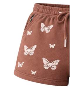 Shorts pour femmes personnalisés à imprimé papillon marron, en molleton de coton, décontractés, d'été, avec cordon de serrage à la taille, fabricant sur mesure, vêtements en gros - Product Image 5
