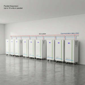 แบตเตอรี่ลิเธียมไอรอนฟอสเฟตแบบมีล้อ 51.2V 16kWh สำหรับเก็บพลังงานแสงอาทิตย์ ระบบกักเก็บพลังงานภายในบ้าน ESS ตู้เคลื่อนที่พร้อมจอ LCD รองรับ CAN RS485 แบบขนาน IP55 - Product Image 4