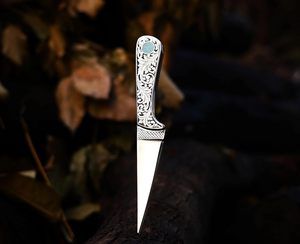 Cuchillo de Caza Hecho a Mano con Acero D2, Grabado a Mano, Mango de Acero, Hoja de 6-7.9 Pulgadas, Alta Dureza, Extra Afilado - Product Image 2