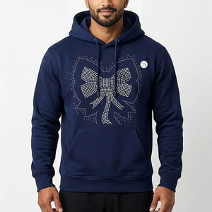 Sweat-shirts tendance avec strass et décorations, tissu confortable, sweat-shirt à capuche basique en coton mélangé pour hommes - Product Image 3