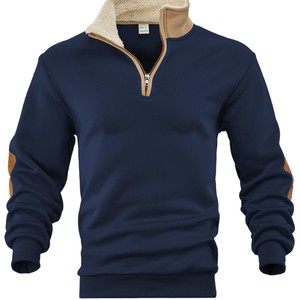 Sudadera OEM con Cierre de Cremallera, Felpa de Algodón, Cuello Redondo, Media Cremallera, Color Sólido, Estilo Urbano, Logotipo Personalizado, Sudadera para Hombre - Product Image 1