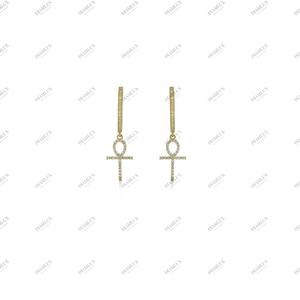 Boucles d'oreilles clous en or jaune avec diamant solitaire taille brillant, légères, bijoux pour femme, cadeau pour mariage, anniversaire, fête, rhodiées - Product Image 2