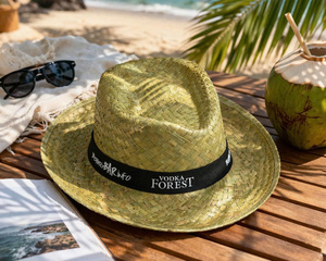 100% Eco Friendly Natural Grass <b>Straw</b> Cowboy <b>Hat</b> Beach <b>Hat</b> Travel Custom Design Logo Ribbon Hand Embroidery Fishing Vietnam - Product Image 4