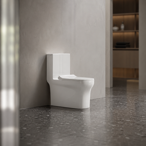 WC monobloc minimaliste à chasse d'eau par gravité, fixation murale ou au sol, en porcelaine, design S/P-trap, facile à nettoyer, équipement de salle de bain - Product Image 5