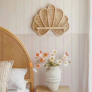 Boho Rattan Shell <b>Floating</b> <b>Wall</b> <b>Shelf</b> Charming Baby Nursery Decor Handmade Children's Bedroom Display <b>Shelf</b> Vietnam Supplier - Product Image 3