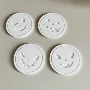 Halloween Ghost Face Expression Coaster Ghost Face Expression Gypsum Resin <b>Silicone</b> Mold - Product Image 2