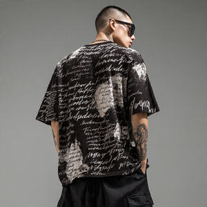 เสื้อยืดพิมพ์ลายซับลิเมชั่นทรงหลวมไหล่ตก ผ้าโพลีเอสเตอร์คอตตอน 100% แฟชั่นผู้ชาย เสื้อยืดโอเวอร์ไซส์ - Product Image 3