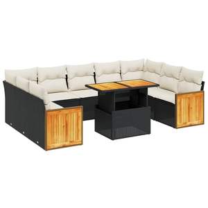 Ensemble de canapés de jardin noirs en rotin PE avec coussins en mousse haute densité, mobilier d'extérieur au design contemporain, imperméable - Product Image 4