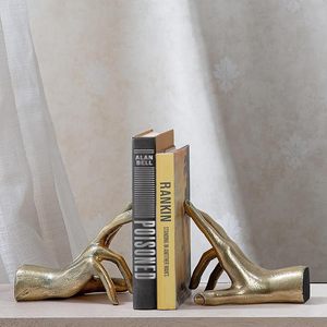 Hands Sculpture <b>Bookend</b> Set for Heavy Books Decorative Metal Book Stopper Modern Bookshelf Home Office Desk Decor - Product Image 4