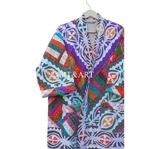 Robe Kimono Kantha 100% Coton Ethnique Imprimé Fleurs Magnifiques Fait Main, Peignoir de Nuit, Vêtement de Plage pour Femme – Vente en Gros - Product Image 2