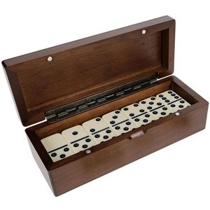 Boîte de rangement rectangulaire en bois pour dominos double six, marron, pour vente en gros, étui de voyage, organisateur de jeu de table - Product Image 6