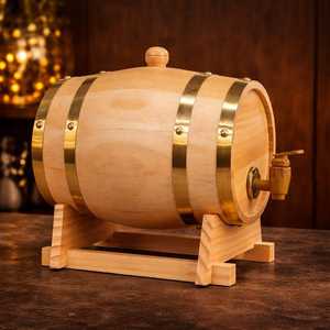 2026 Hot Selling Product Wooden Wine Storage Barrel With Brass Bands And <b>Tap</b> On Stand Classic Style Durable And Ancient Style UO - Product Image 3