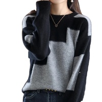 Pull-over décontracté pour femme en acrylique thermique à col rond, manches longues, coupe ample, avec appliques et boutons, pour le printemps et l'automne