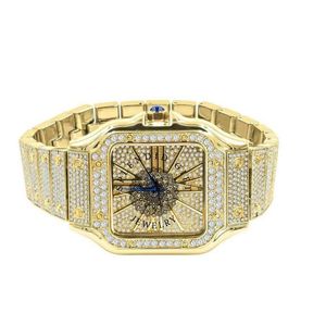 Splendide montre pour homme, cadeau de luxe, quartz ETA, cadran en cristal saphir, boîtier carré argenté et moissanite, 28 mm, analogique - Product Image 1