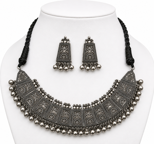 ARTS JEWELS Gold Plated Bezel Setting Trendy Lovers <b>Choker</b> Necklace Earring Set Boho Indian Women's Jewelry Gift for Anniversary - Product Image 2