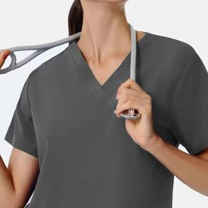 Wholesale High Quality Summer Medical Nursing <b>Scrubs</b> Perfect Fit Women's Hospital <b>Nurse</b> Spandex Fabric Breathable Accessories - Product Image 3