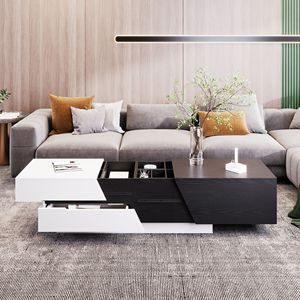 Modern Extendable Sliding Top <b>Coffee</b> <b>Table</b> with Storage Contemporary Furniture for Home Use - Product Image 2