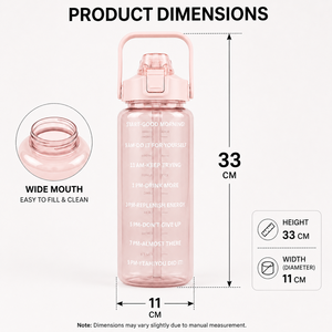 Botella de Agua Motivacional de 2000 ml, Portátil, Antiderrames, con Recordatorio de Hidratación para Niños y Adultos - Product Image 2