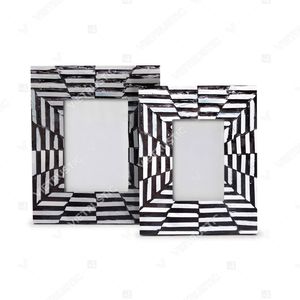 Colección de Accesorios para el Hogar OTTICO Premium con Incrustaciones Ópticas de Madreperla en Blanco y Negro: Mesa Auxiliar, Marco de Fotos y Caja de Almacenamiento - Product Image 2