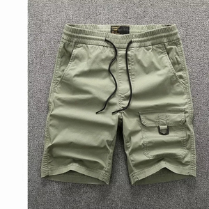 Men's Solid Cargo <b>Shorts</b> Mid-Waist Drawstring Closure Multi-Pocket Casual Breathable <b>Quick</b> <b>Dry</b> Cotton <b>Shorts</b> - Product Image 2