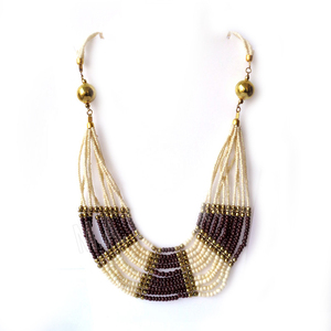 Collar de varias capas con cuentas para mujer, con perlas de imitación y diseño de borlas chapadas en oro, para fiestas, al mejor precio al por mayor. - Product Image 2