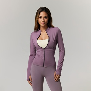 Veste de sport et de yoga pour femme à manches longues avec logo frontal, 100 % nylon, séchage rapide, écologique, grandes tailles - Product Image 6
