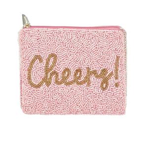 Latest Choice Stylish Handwork <b>Pink</b> & Gold Beaded Cheers Embroidery Coin <b>Purse</b> Designer Luxury Fancy Premium Trendy For Girl - Product Image 1