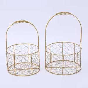 Cesta de regalo de metal elegante, cesta de almacenamiento para frutas, pan, aperitivos, cesta de embalaje para regalo, organizador para el hogar, cocina, mesa de comedor - Product Image 3