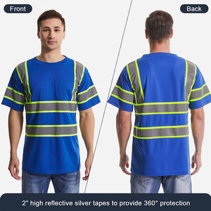 Camiseta de Trabajo Clase 2 para Hombre/Mujer, Reflectante, de Secado Rápido, Alta Visibilidad, Manga Corta, Azul, Camisetas de Seguridad de Alta Visibilidad - Product Image 2