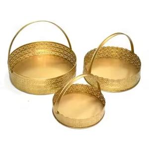 Cesta de regalo metálica para presentación, cesta para guardar frutas y pan, cesta de regalo para exhibición de regalos - Product Image 6