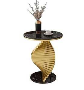 Round Glass Top <b>Side</b> <b>Table</b> Rose <b>Gold</b> Curved Rod Base Minimalist Modern Handcrafted Eco Friendly Living Room Bedroom Furniture - Product Image 6