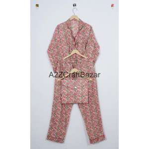 Ensemble de pyjama d'hiver pour femmes en coton 100% de luxe, manches longues, imprimé floral, taille élastique, doux, respirant, séchage rapide, été - Product Image 5