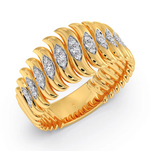 แหวนทองคำประดับเพชรทรงใบไม้ซ้อนกัน - Product Image 3