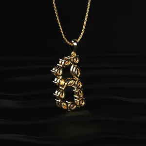 Nuevo Colgante con Diamante Cultivado en Laboratorio con Letra B, 1.6CT, Color D-E, Claridad VVS-VS, Certificado IGI, Amarillo, para Compromiso, Boda, Fiesta - Product Image 4