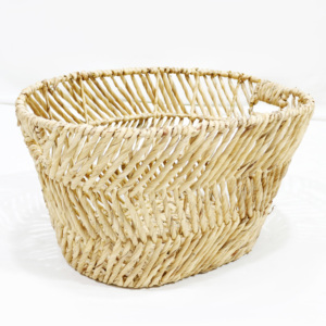 Sustainable Water Hyacinth Rustic Open-<b>Weave</b> Storage <b>Basket</b> with Built-in Handles for Laundry Storage - Product Image 2