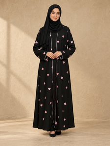 Mishkat Couture Black <b>Chiffon</b> Abaya with Hijab Women Long Sleeve Modest Maxi <b>Dress</b> Party - Product Image 2