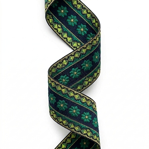 Cinta Decorativa Floral Artística de 38 mm de Neelkamal Industries, Adorno de Tela Bordada Verde para Prendas de Vestir, Manualidades y Decoración - Product Image 2