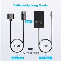 Nouveau chargeur d'ordinateur portable 65W pour Microsoft Surface Pro 11, 10, 9, 8, 7+, 6, 5, 4, 3, X pour Windows Surface 6, 5, 4, 3, 2, 1 15V 4A