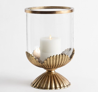 Nuevo diseño: Juego de 2 portavelas de cristal con base de metal dorado, soporte de lujo para velas, ofrece opciones de personalización.