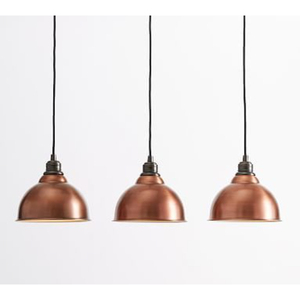 Ensemble de 3 luminaires suspendus en cuivre, abat-jour rond en métal, luminaire de plafond intérieur LED, grande taille, design mural, éclairage de cuisine - Product Image 1