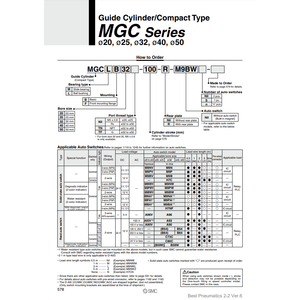 Cylindre de guidage MGCLB50-200 SMC Pneumatics - Product Image 3