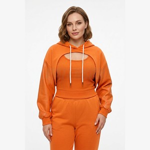 Factory 380gsm hoodie French Terry Fleece <b>Shrug</b> Hoodie for Boutique Brands Cropped Fit Construction - Product Image 6