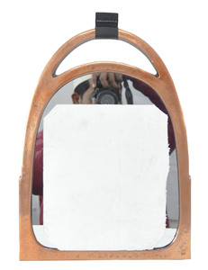 Decorative Horse Stirrup <b>Framed</b> <b>Mirror</b> Copper Finish - Product Image 1