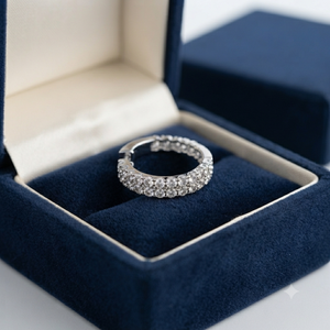 Custom Thick Pave Bezel Set Lab Grown Diamond <b>Hoop</b> <b>Earrings</b> 925 <b>Silver</b> Gold Plated Women's Custom Style for Parties Engagement - Product Image 5
