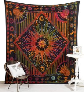 Tapisserie murale Hippie Soleil et Lune pour chambre à coucher, méditation, style bohème, psychédélique, indien, hippie - Product Image 1