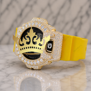 Reloj de Pulsera Digital de Diseño para Hombre, Correa Amarilla, Bisel Dorado, Reloj de Joyería Personalizado - Product Image 1